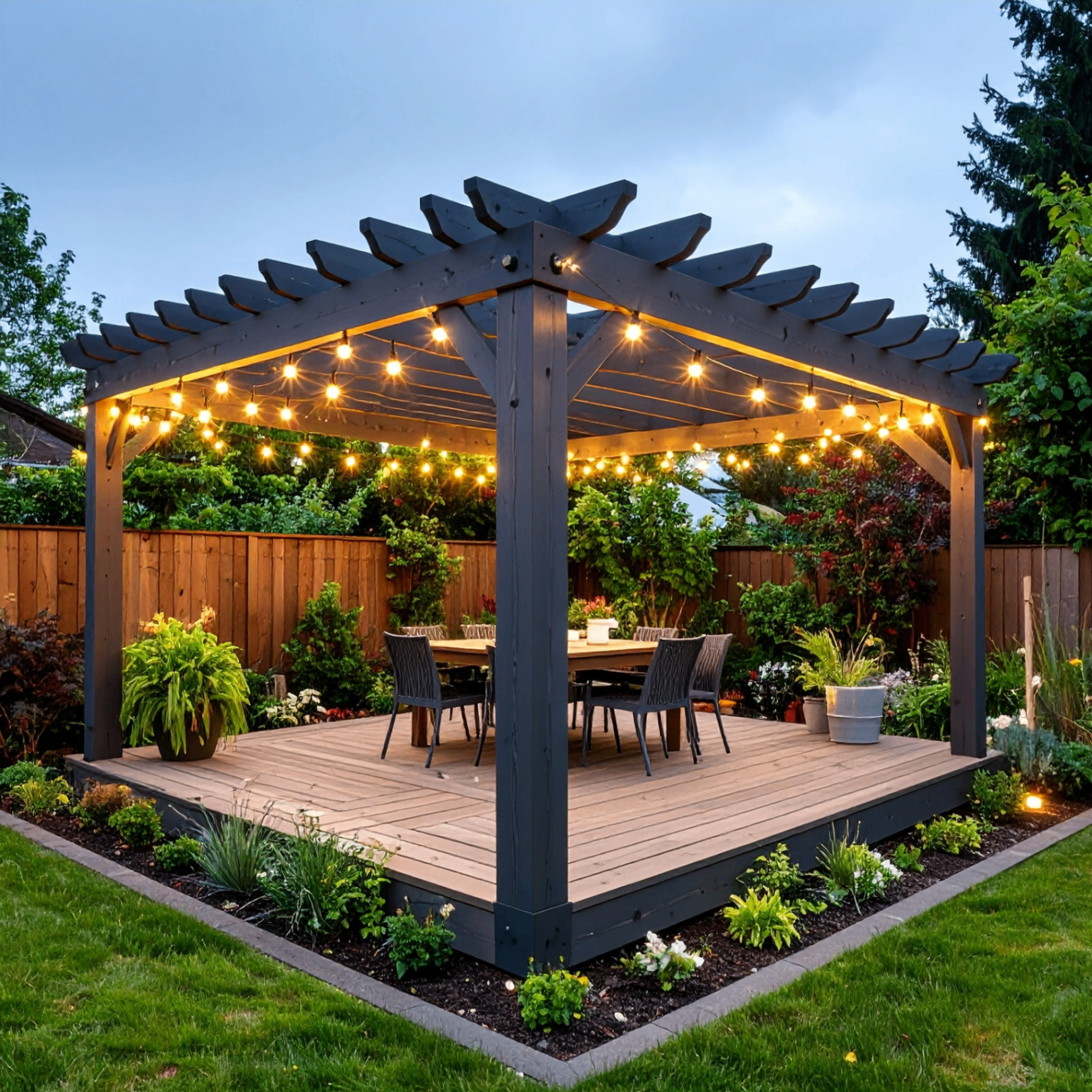 Pergola ardoise — Jardin de ville